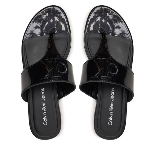 Tongs Calvin Klein Jeans Flat Sandal Slide Toepost Mg Met YW0YW01342 Noir - Chaussures.fr - Modalova