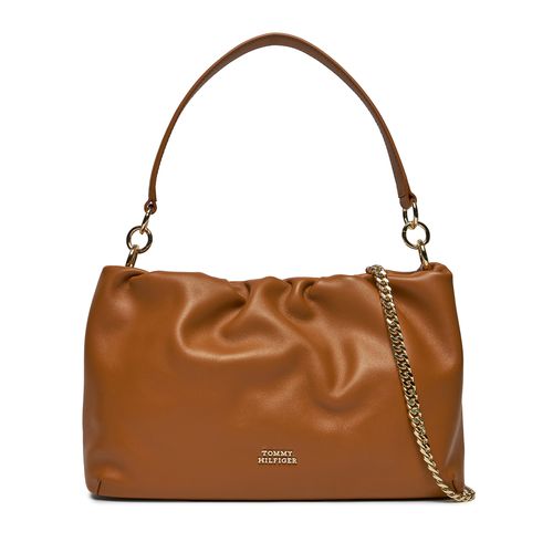 Sac à main Tommy Hilfiger Th Luxe Soft Leather Shoulder AW0AW16203 Marron - Chaussures.fr - Modalova