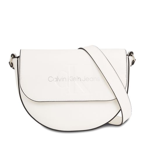 Sac à main Calvin Klein Jeans Sculpted Saddle Bag22 Mono K60K611223 White/Silver Logo 0LI - Chaussures.fr - Modalova