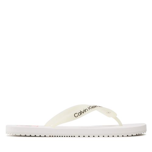 Tongs Calvin Klein Jeans Beach Sandal Logo YM0YM00656 White YBR - Chaussures.fr - Modalova