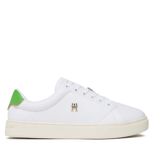 Sneakers Tommy Hilfiger Elevated Essential Court Sneaker FW0FW06965 White/Galvanicgreen - Chaussures.fr - Modalova