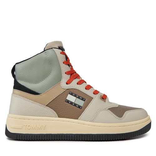 Sneakers Tommy Jeans Tjm Basket Mid Leather EM0EM01258 Bleached Stone AEV - Chaussures.fr - Modalova