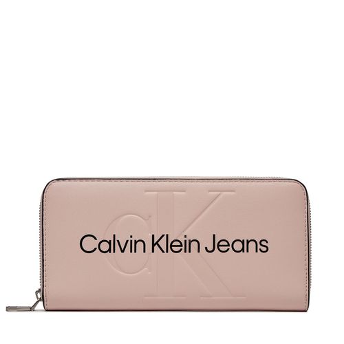 Portefeuille grand format Calvin Klein Jeans Sculpted Mono Zip Around Mono K60K607634 Rose - Chaussures.fr - Modalova