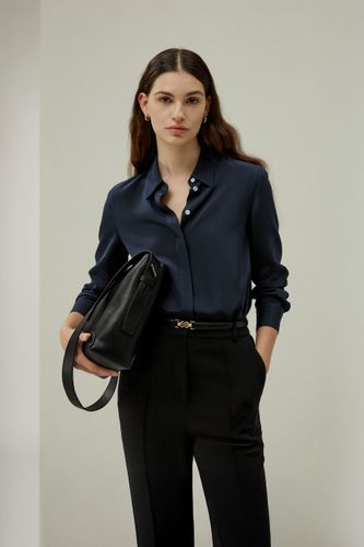 LILYSILK Chemisier Soie Boutonnière Caché Très Élastique Soie De Mûrier Sophistiqué Et Élégant Coupe Naturelle M - LILYSILK - Modalova