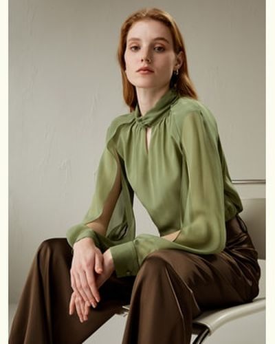 LILYSILK Chemise En Soie Plis Légers À L'Encolure Double Crêpe De Soie 18Mm Convient À Toutes Les Saisons XL - LILYSILK - Modalova