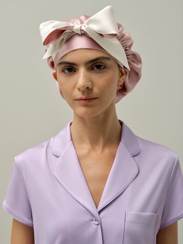 LILYSILK Bonnet de Nuit Soie Réversible Rosy-Pink-Natural-White, Rubans Ajustables, Taille Unique - LILYSILK - Modalova