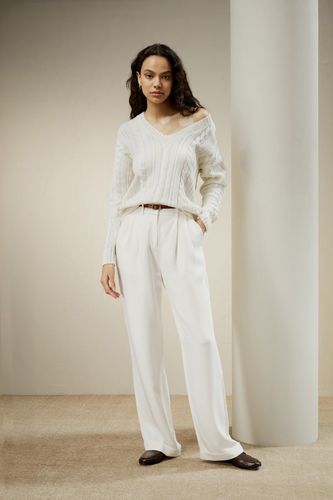 LILYSILK Pull Laine & Cachemire Torsadé XS - Chaud, Doux, Col V, Style Boyfriend - LILYSILK - Modalova