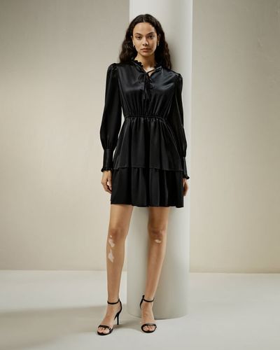 LILYSILK Robe En Soie Manches Bouffantes, Cravate Au Cou 100% Soie Naturellement Antibactérien 36 - LILYSILK - Modalova