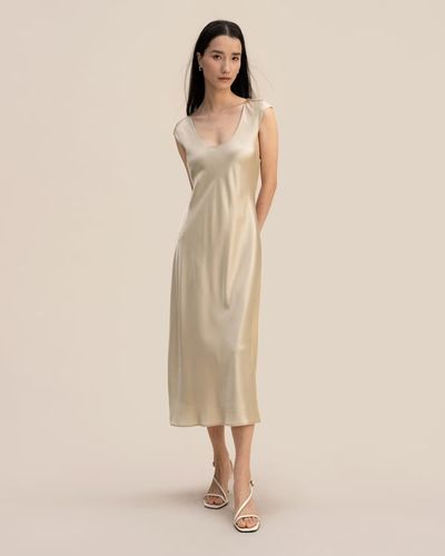 LILYSILK Robe Min Taupe N2 T34 Soie Charmeuse Élégante Confortable Manches Courtes - LILYSILK - Modalova