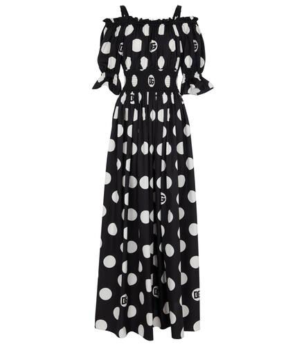 Robe longue en coton à pois - Dolce&Gabbana - Modalova