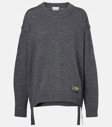Pull en laine mélangée à logo - Ganni - Modalova