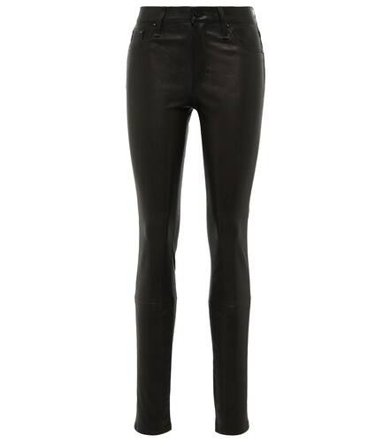 Pantalon skinny Farrah à taille haute en cuir - AG Jeans - Modalova