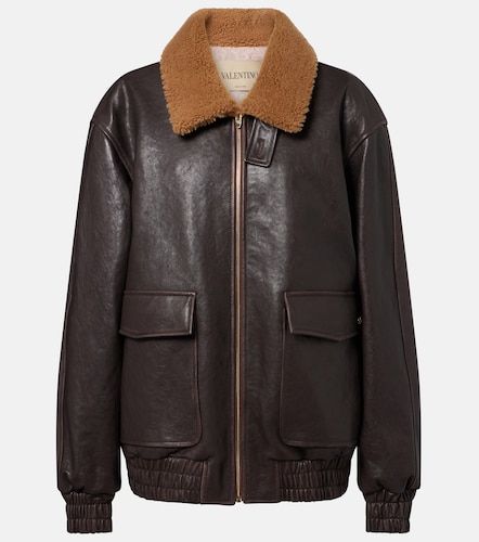 Veste bomber Caban en cuir - Valentino - Modalova