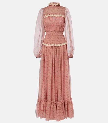 Robe longue en soie et coton à fleurs - Dolce&Gabbana - Modalova