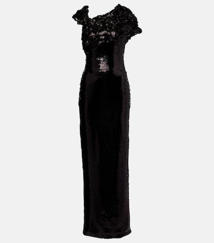 Robe longue asymétrique à fleurs et sequins - Marmar Halim - Modalova