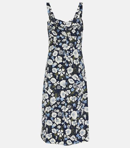 Robe midi Colleen en lin mélangé à fleurs - Veronica Beard - Modalova