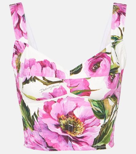 Bustier en coton mélangé à fleurs - Dolce&Gabbana - Modalova