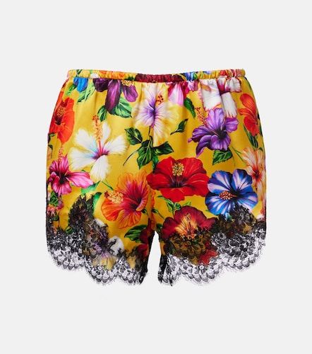 Short en soie mélangée à fleurs et dentelle - Dolce&Gabbana - Modalova