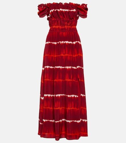 Robe midi imprimée en soie à encolure bardot - Altuzarra - Modalova