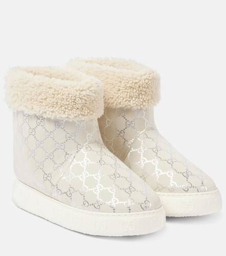 Bottines imprimées en daim et shearling - Gucci - Modalova