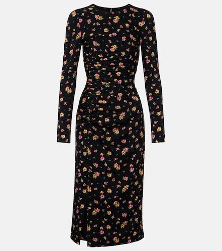 Robe midi en soie mélangée à fleurs - Dolce&Gabbana - Modalova