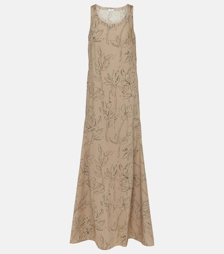 Robe longue en coton à fleurs - Brunello Cucinelli - Modalova