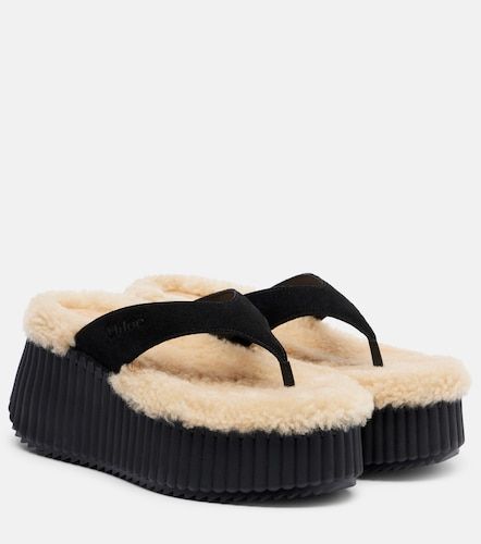Chloé Mules compensées Nama en daim - Chloe - Modalova