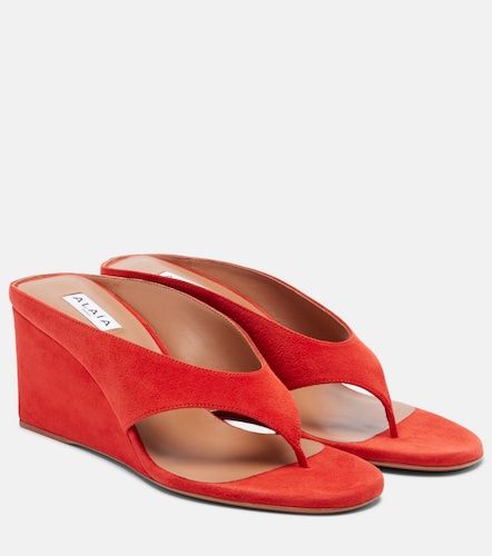 Alaïa Mules compensées Cube en daim - Alaia - Modalova