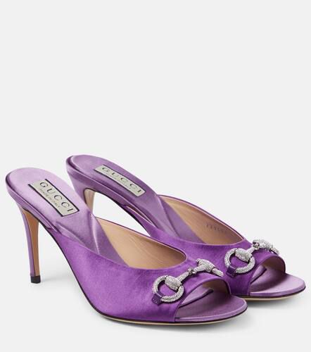 Mules Horsebit en satin à ornements - Gucci - Modalova