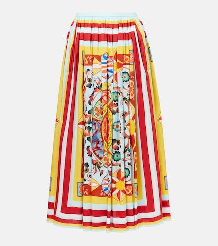 Jupe midi en coton à imprimé - Dolce&Gabbana - Modalova