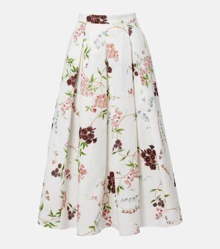 Jupe midi plissée en coton à imprimé floral - Erdem - Modalova