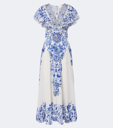 Robe longue en soie à fleurs - Camilla - Modalova