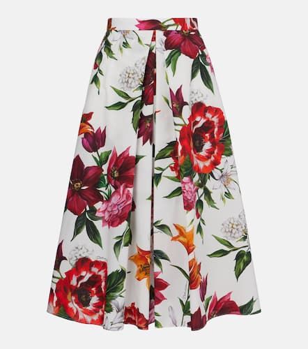 Jupe midi en coton  fleurs - Dolce&Gabbana - Modalova