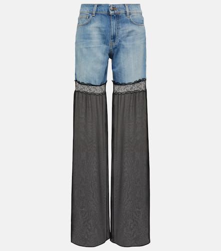 Pantalon ample en jean et dentelle - Nensi Dojaka - Modalova