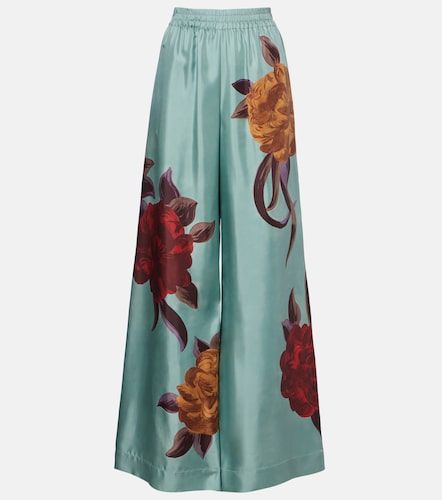 Pantalon palazzo en soie à fleurs - La DoubleJ - Modalova