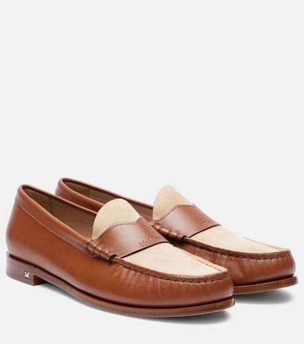 Mocassins en cuir et daim à logo - Max Mara - Modalova