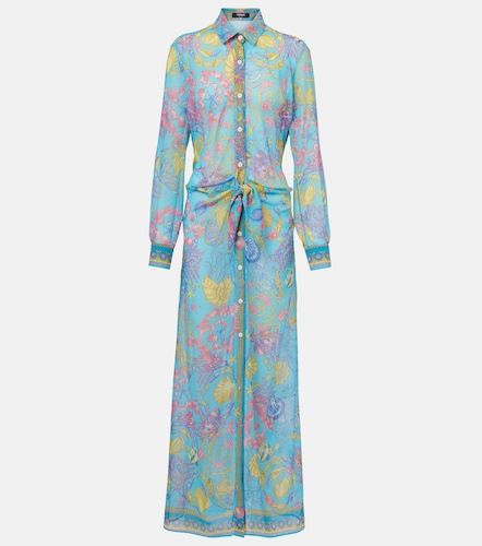 Robe chemise semi-transparente à imprimé - Versace - Modalova