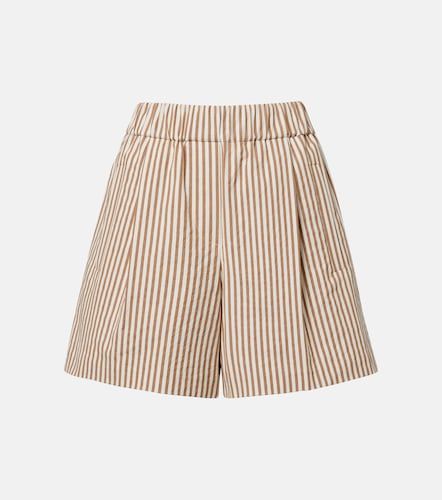 Short en coton mélangé à rayures - Brunello Cucinelli - Modalova