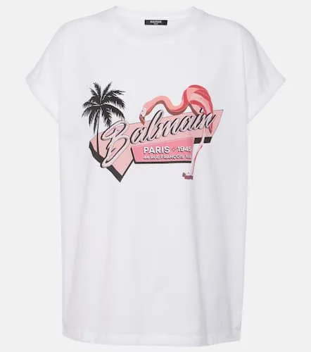 T-shirt Rosa Flamingo en coton - Balmain - Modalova