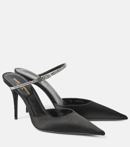 Mules Barbara 90 en satin à ornements - Saint Laurent - Modalova