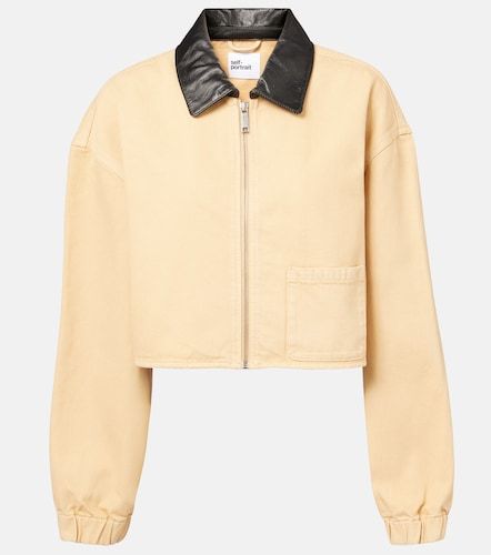Self-Portrait Veste en jean et cuir - Self-Portrait - Modalova
