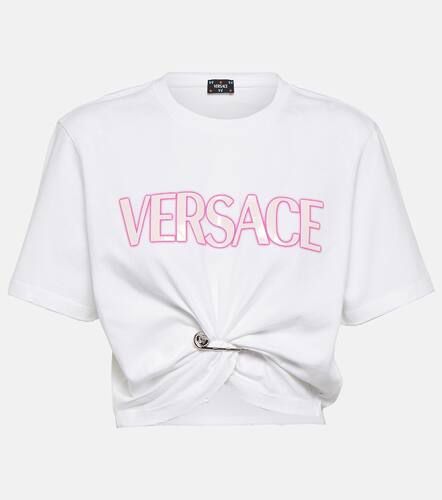 Top raccourci en coton à logo - Versace - Modalova