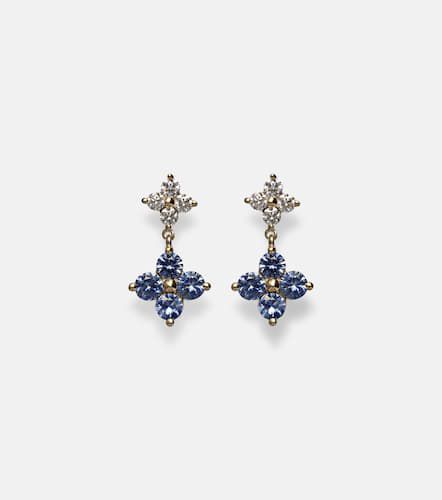 Boucles d'oreilles Luckiest Clover en or 10 ct, saphir et diamant - Stone and Strand - Modalova