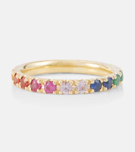 Bague Rainbow Large en or 14 ct, saphirs, rubis, améthystes et émeraudes - Sydney Evan - Modalova