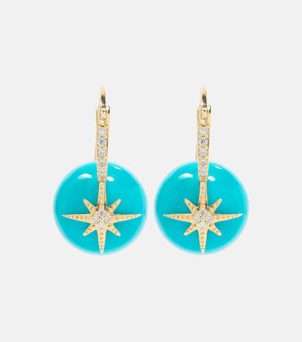 Boucles d'oreilles Starburst en or 14 ct, turquoise et diamants - Sydney Evan - Modalova