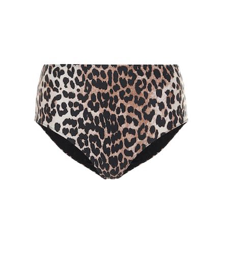 Culotte de bikini à taille haute et motif léopard - Ganni - Modalova