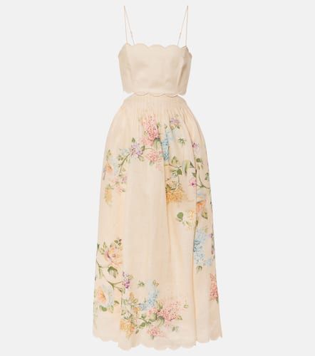 Robe midi Halliday en lin à fleurs - Zimmermann - Modalova