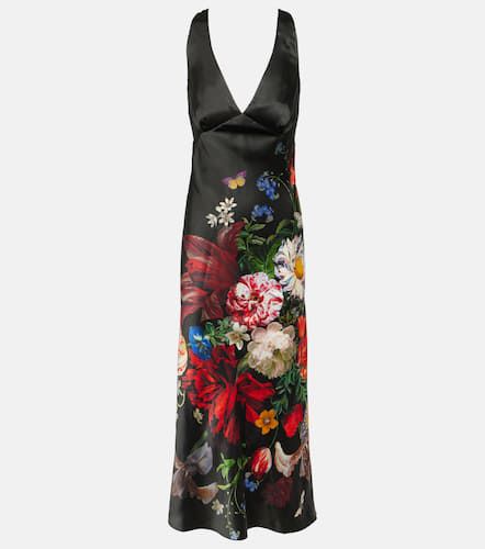 Robe midi en satin de soie à fleurs - Camilla - Modalova