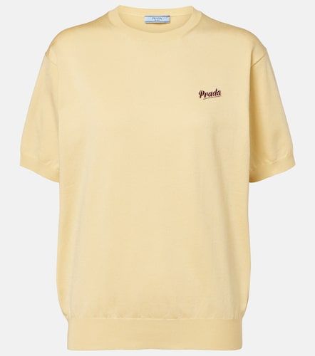Pull en soie mélangée à logo - Prada - Modalova