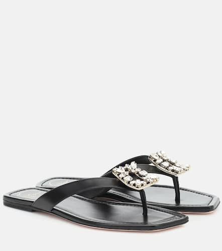 Tongs en cuir à cristaux - Roger Vivier - Modalova